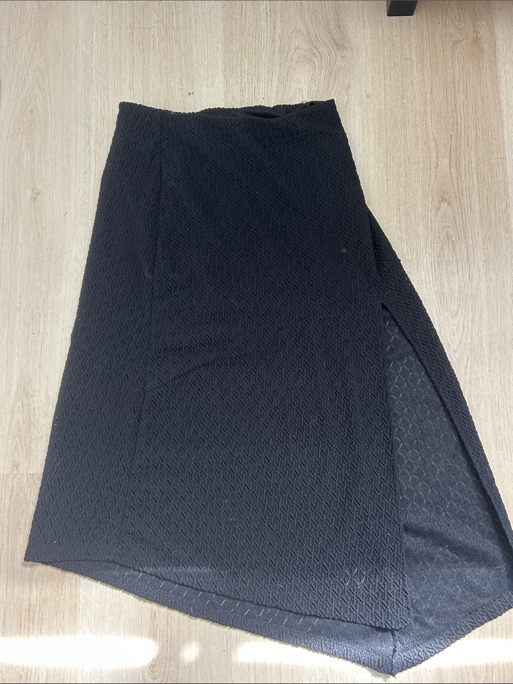 Black Textured Asymmetrical Skirt